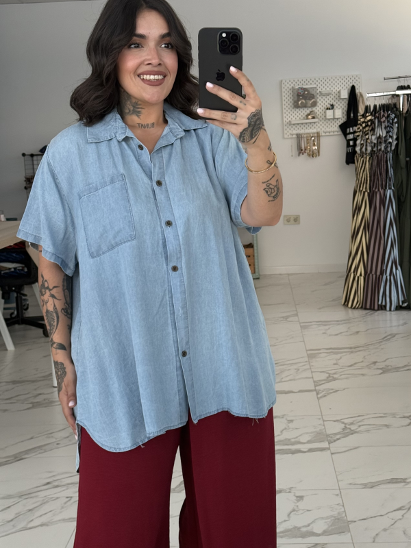 CAMISA DENIM MANGA CORTA