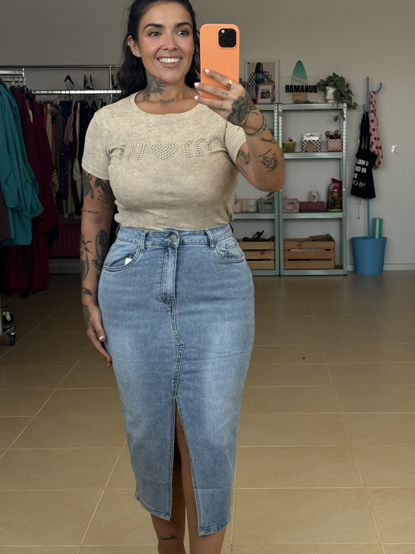 FALDA MIDI DENIM